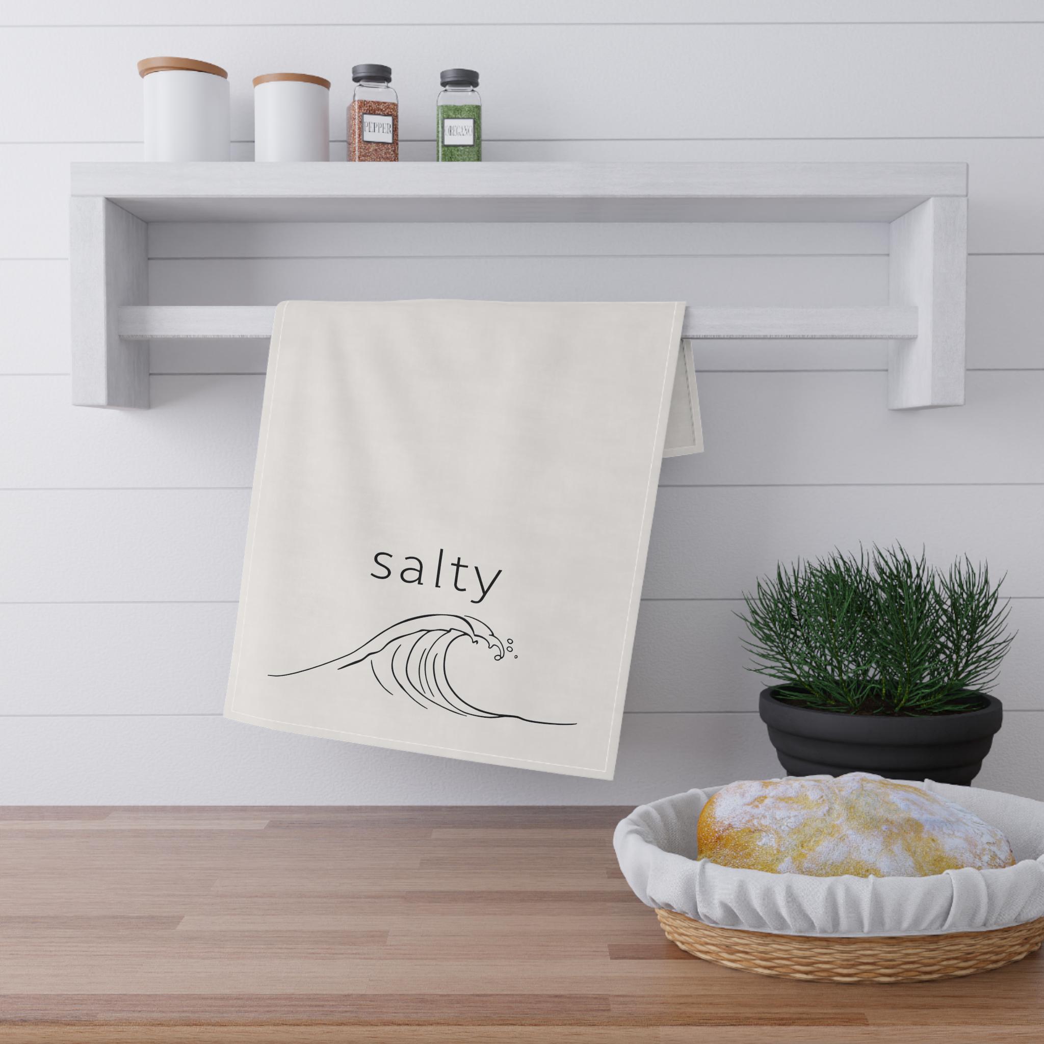Salty, Beach & Ocean Lover Tea Towels, Sassy Kitchen Towel, Cotton Poly Dish Cloth, Coastal Home Decor, Funny Hostess Gift - View 1