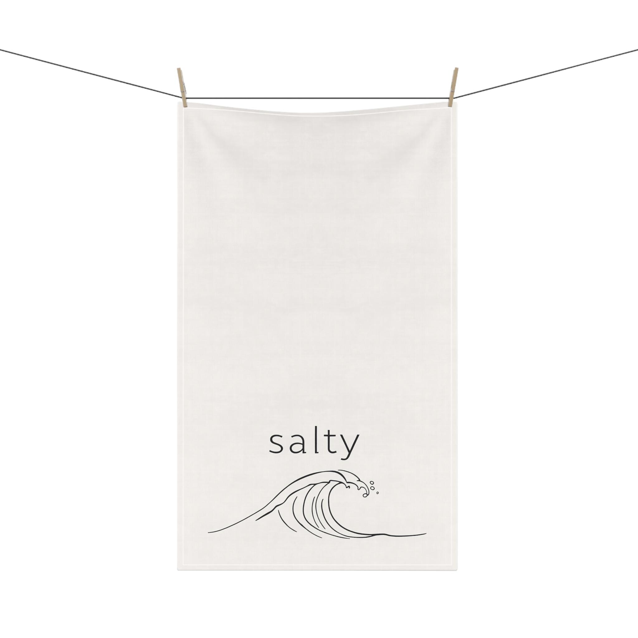 Salty, Beach & Ocean Lover Tea Towels, Sassy Kitchen Towel, Cotton Poly Dish Cloth, Coastal Home Decor, Funny Hostess Gift - View 2