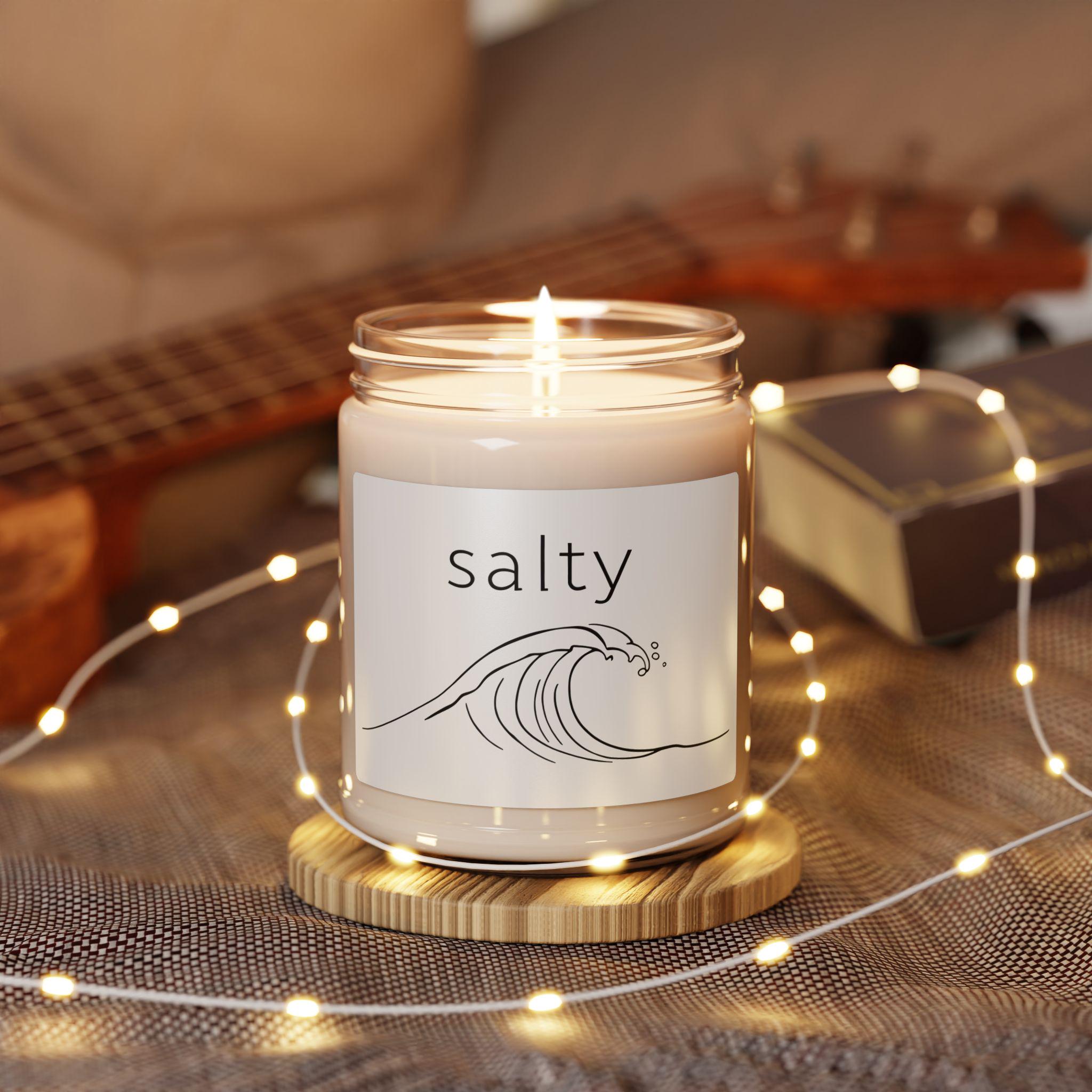 Soy Candle, 'Salty', Coastal Chic Sea Salt & Orchid Scented 9oz - Home Fragrance, Relaxing Spa Candle, Housewarming Gift, Aromatherapy - View 3