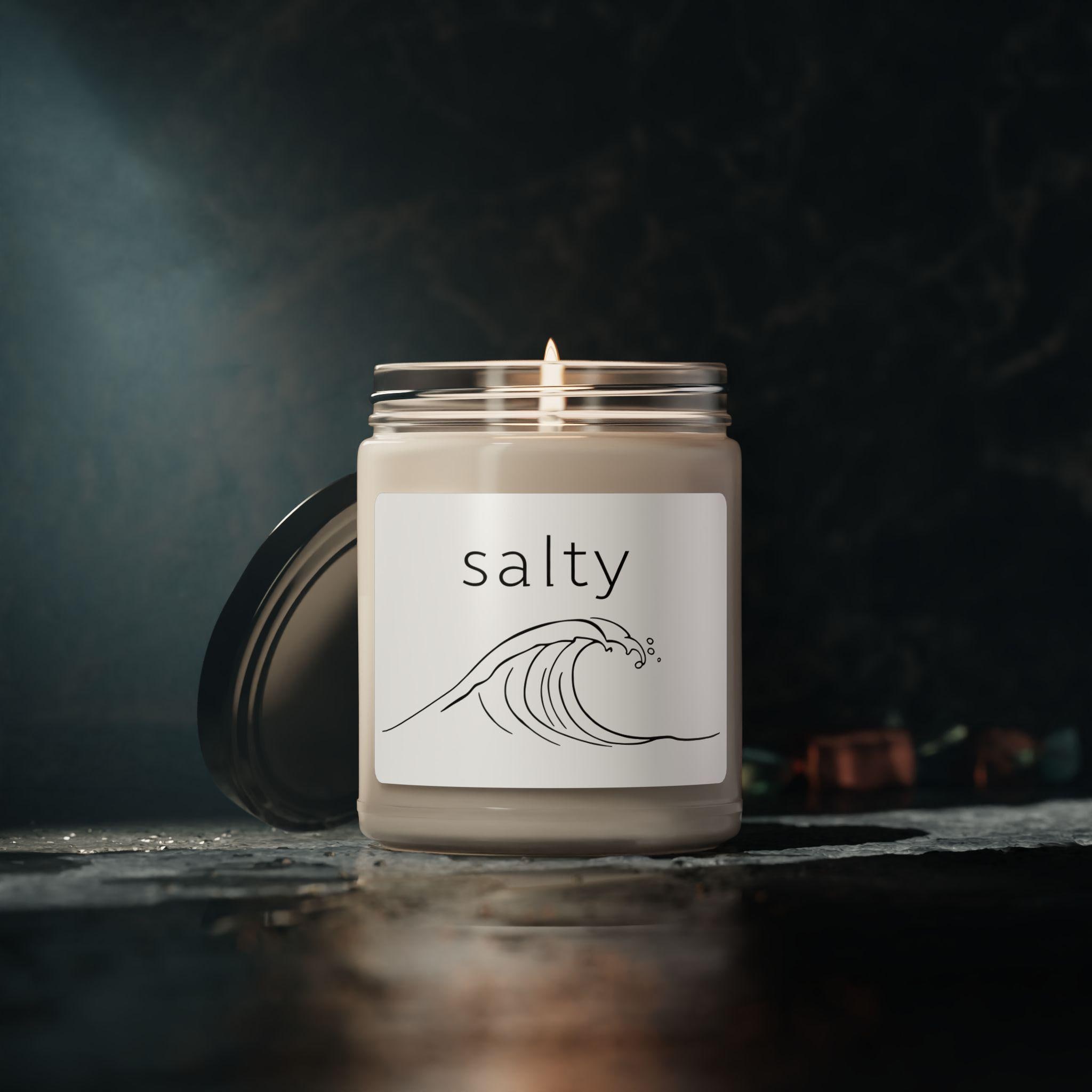 Soy Candle, 'Salty', Coastal Chic Sea Salt & Orchid Scented 9oz - Home Fragrance, Relaxing Spa Candle, Housewarming Gift, Aromatherapy - View 4