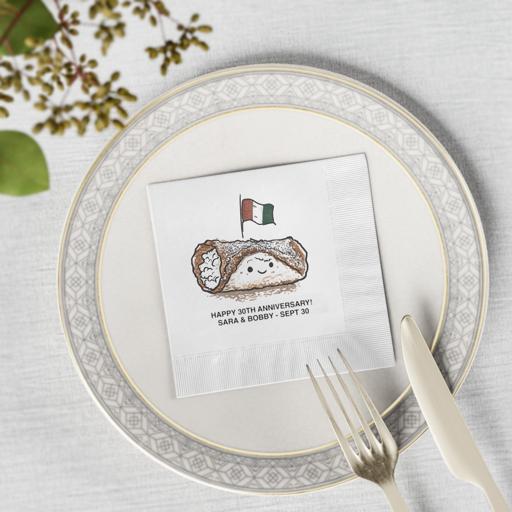 CUSTOM Cute Cannoli Design Napkins, Kitchen Decor, Cocktails or Tea Time, Hostess gift - View 2