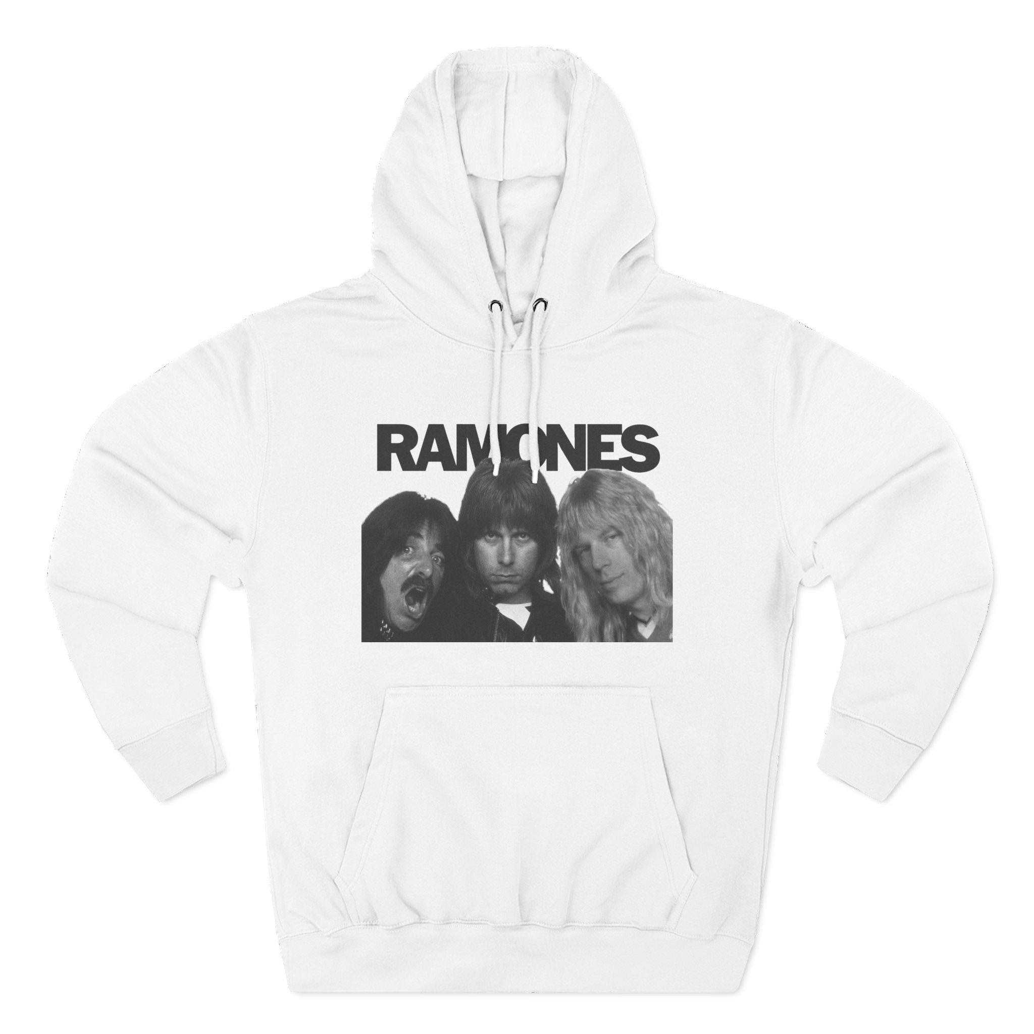 Three-Panel Fleece Hoodie - Funny Parody Picture Sweatshirt, Spinal Tap vs Ramones, Music Lover Gift, Band Fan Apparel, Rock Band Jumper, - View 3
