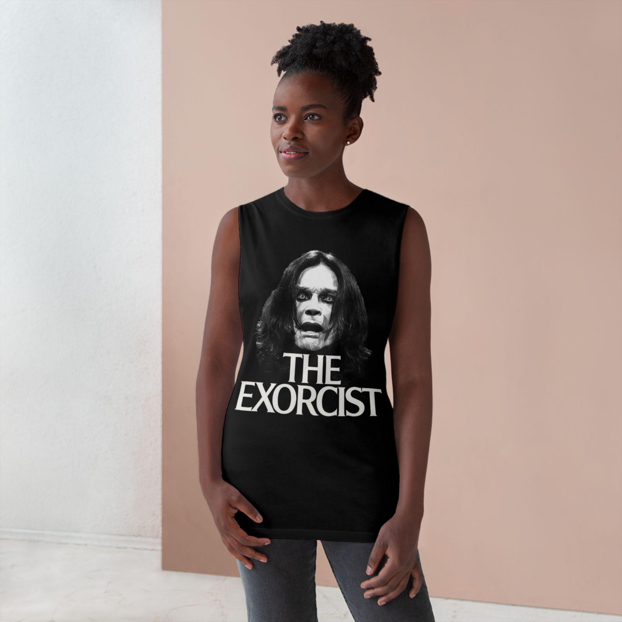 Tank Top, Halloween Exorcist Parody Design with Ozzy Osbourne Face, Unisex Sleeveless Shirt, Costume Party, Scary Movie Fan, Heavy Metal - View 4