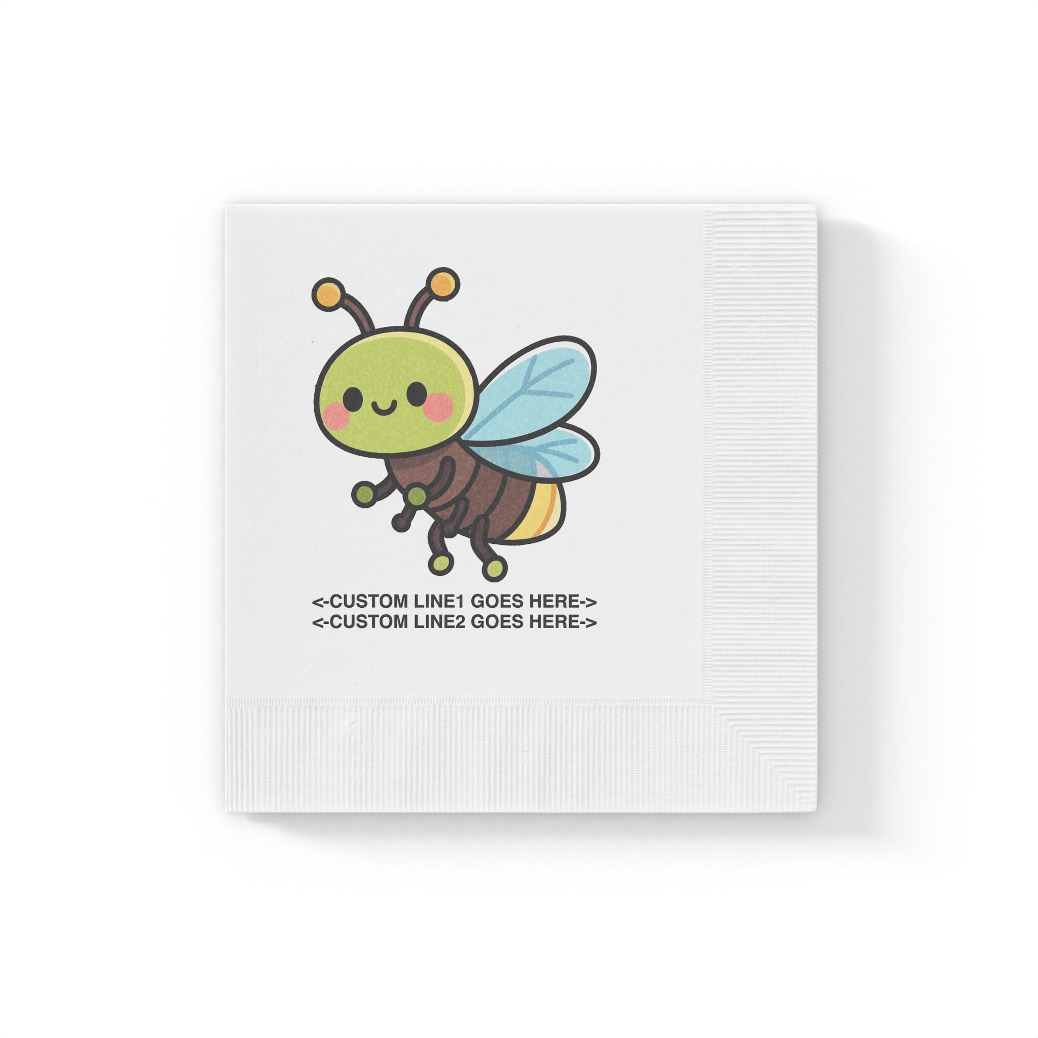CUSTOM 3ply Napkins, Lightning Bug, Custom Design, Cartoon Firefly - View 2